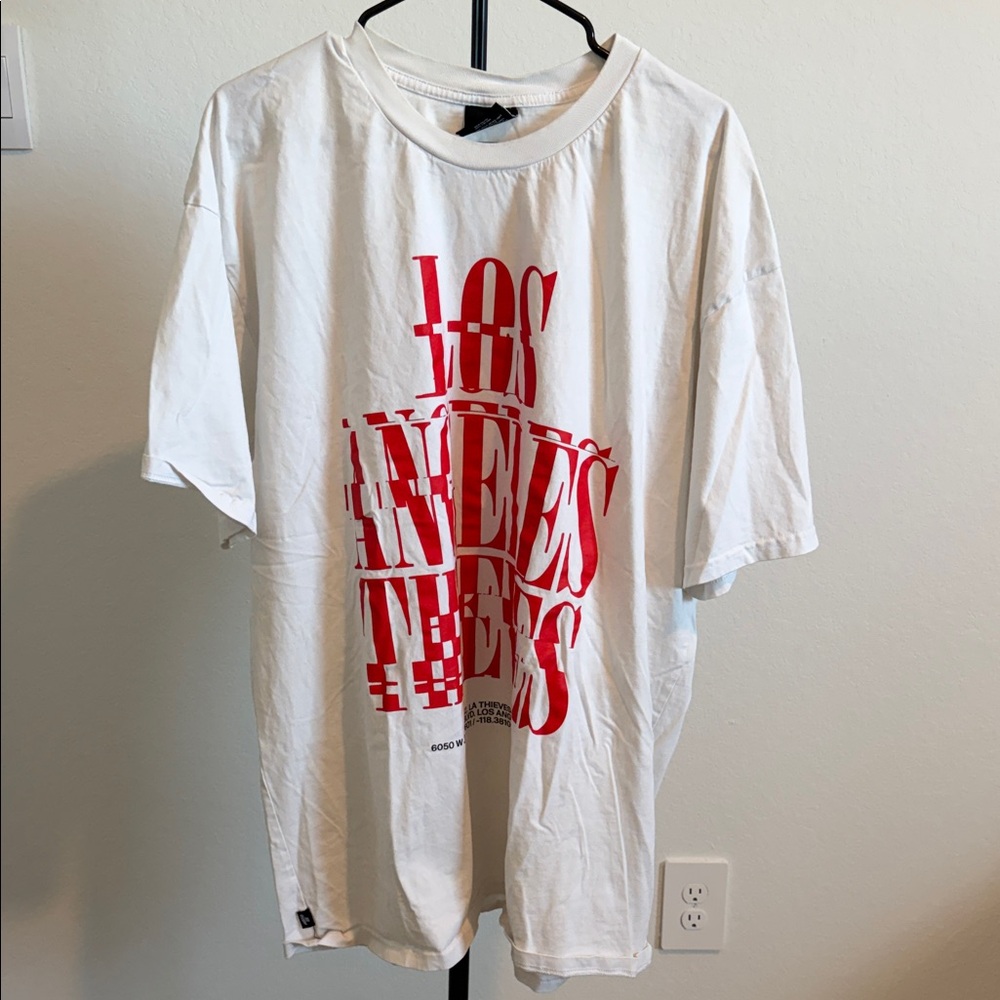 🌿 100 Thieves White and Red Graphic Tee